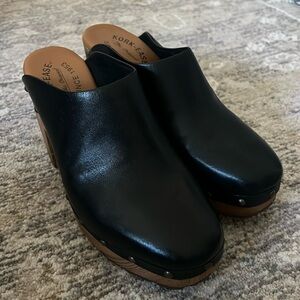 kork-ease Sudbury leather studded platform clogs 8m black